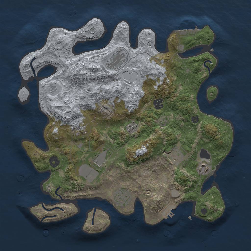 Rust Map: Procedural Map, Size: 3500, Seed: 41443000, 17 Monuments