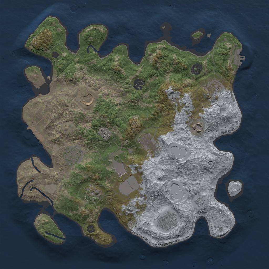 Rust Map: Procedural Map, Size: 3500, Seed: 1835420139, 19 Monuments