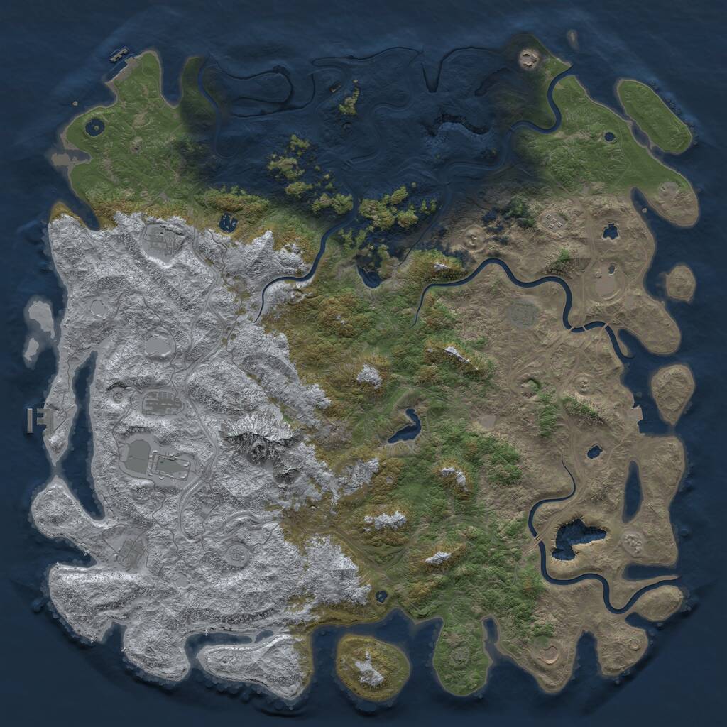 Rust Map: Procedural Map, Size: 6000, Seed: 5645212, 17 Monuments