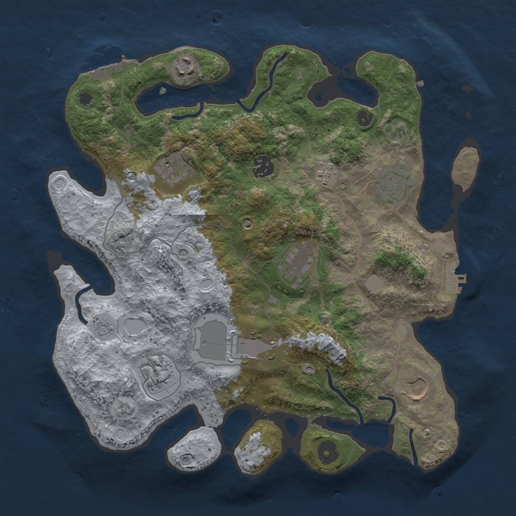 Rust Map: Procedural Map, Size: 3500, Seed: 74936242, 18 Monuments