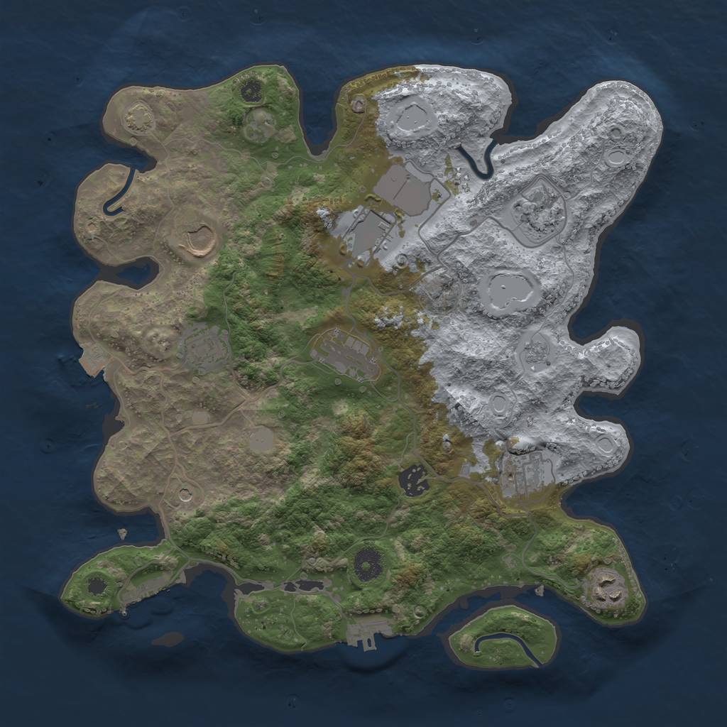Rust Map: Procedural Map, Size: 3500, Seed: 88345542, 16 Monuments