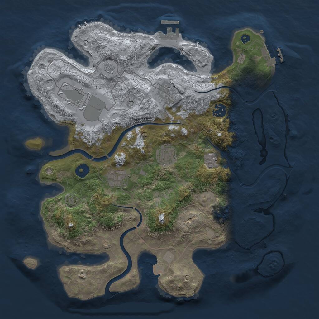 Rust Map: Procedural Map, Size: 3500, Seed: 36282684, 12 Monuments