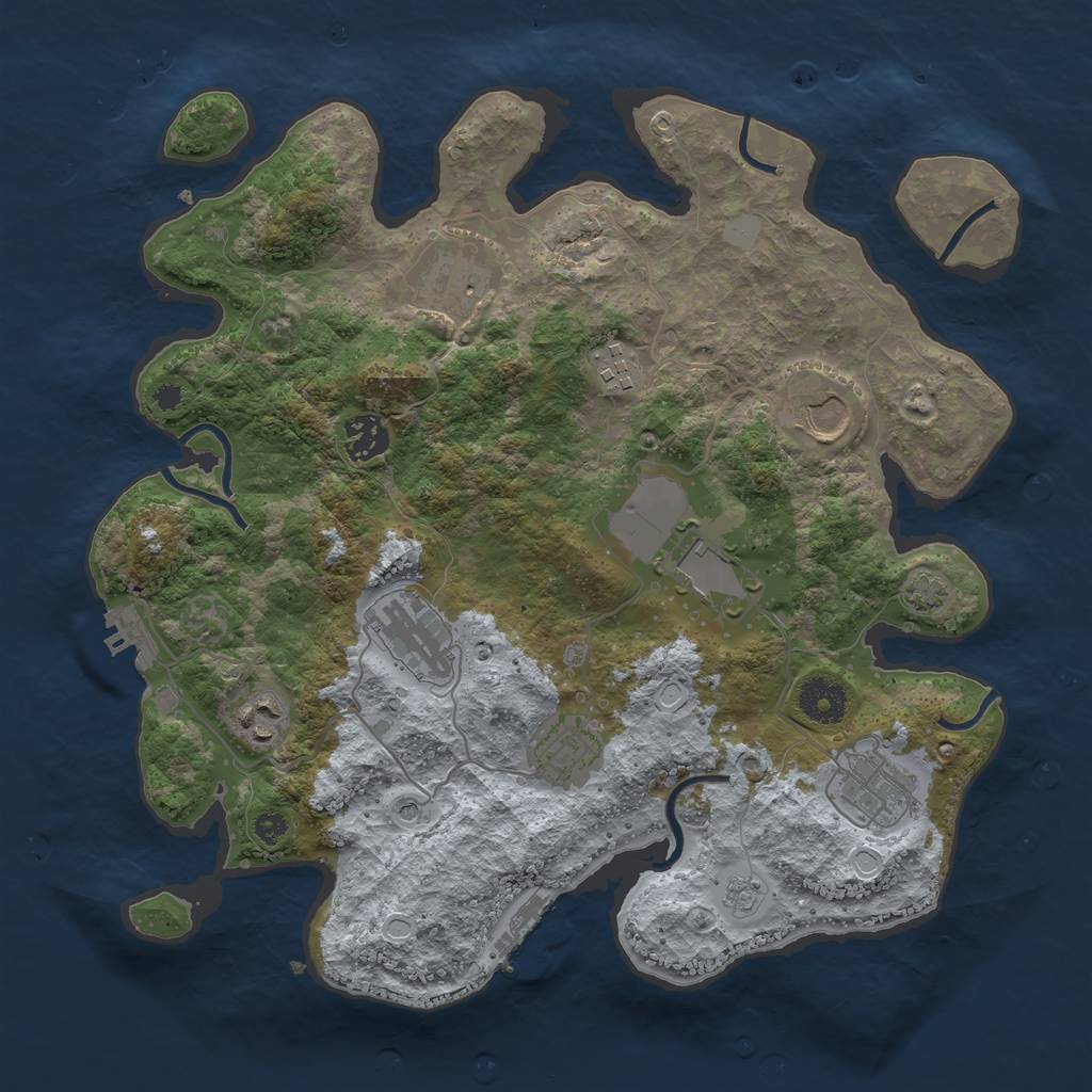 Rust Map: Procedural Map, Size: 3500, Seed: 38006993, 17 Monuments