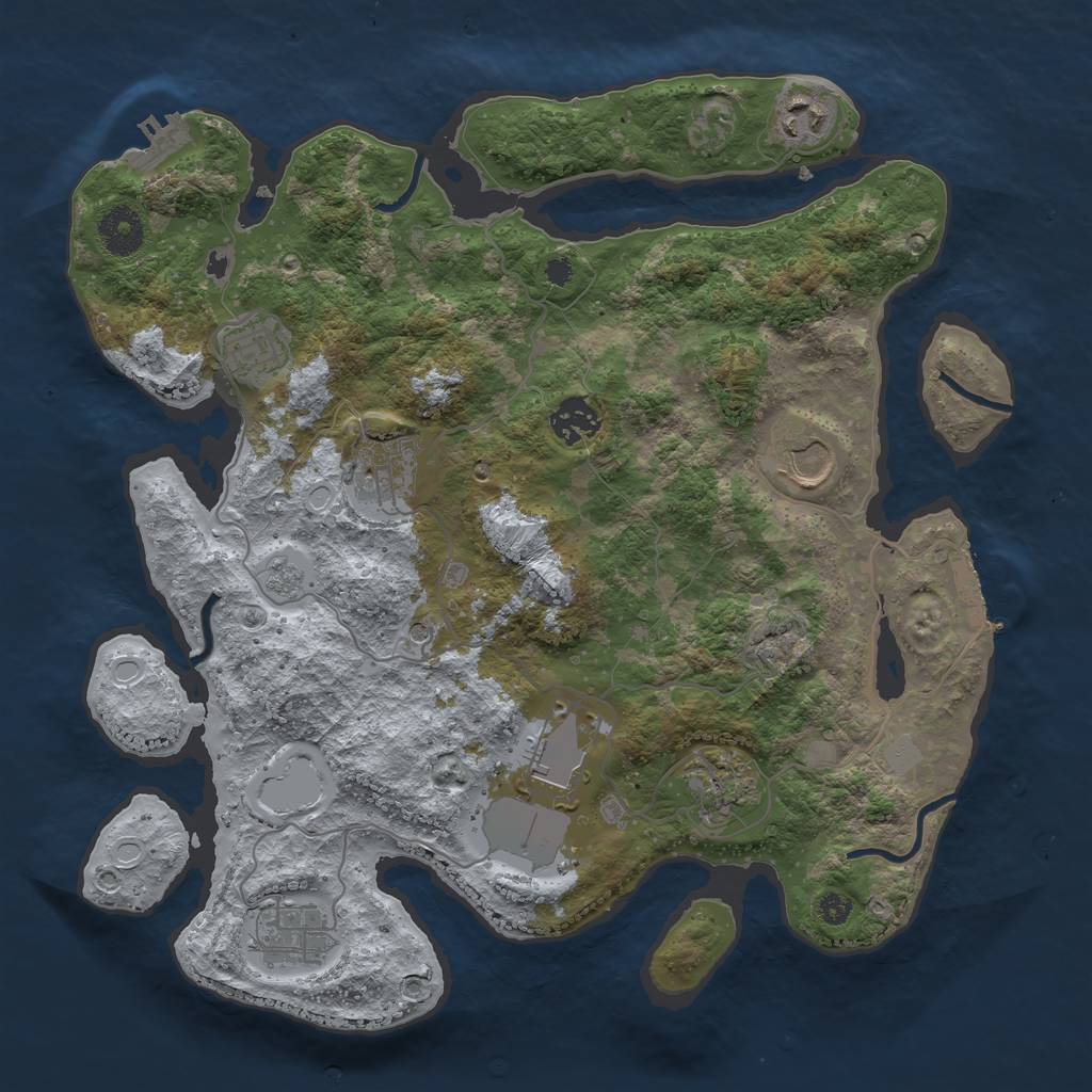 Rust Map: Procedural Map, Size: 3500, Seed: 49258520, 17 Monuments