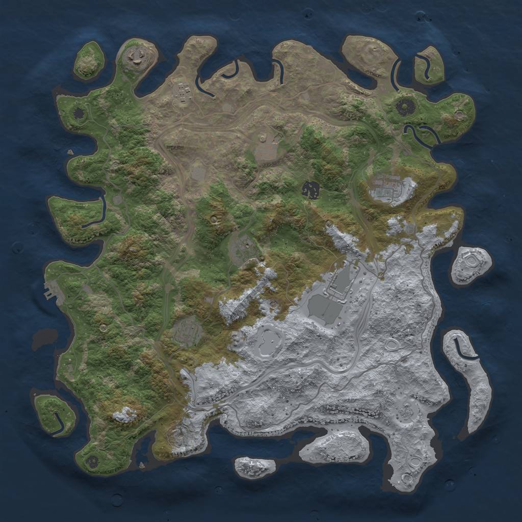 Rust Map: Procedural Map, Size: 4250, Seed: 10840, 16 Monuments