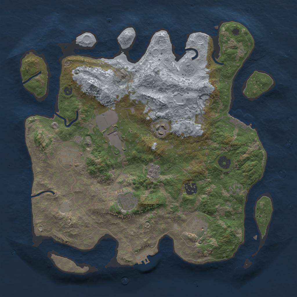 Rust Map: Procedural Map, Size: 3500, Seed: 615478783, 16 Monuments