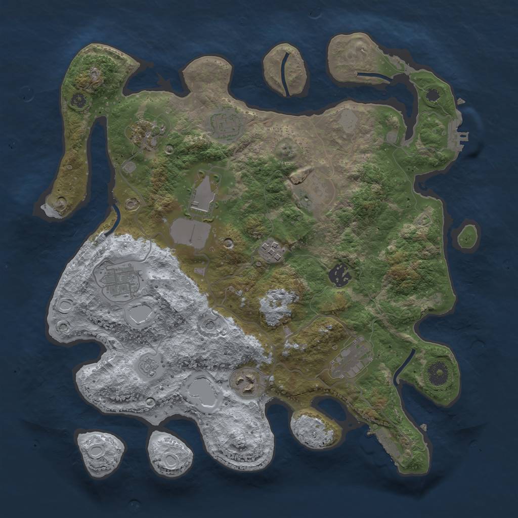 Rust Map: Procedural Map, Size: 3500, Seed: 12341234, 18 Monuments