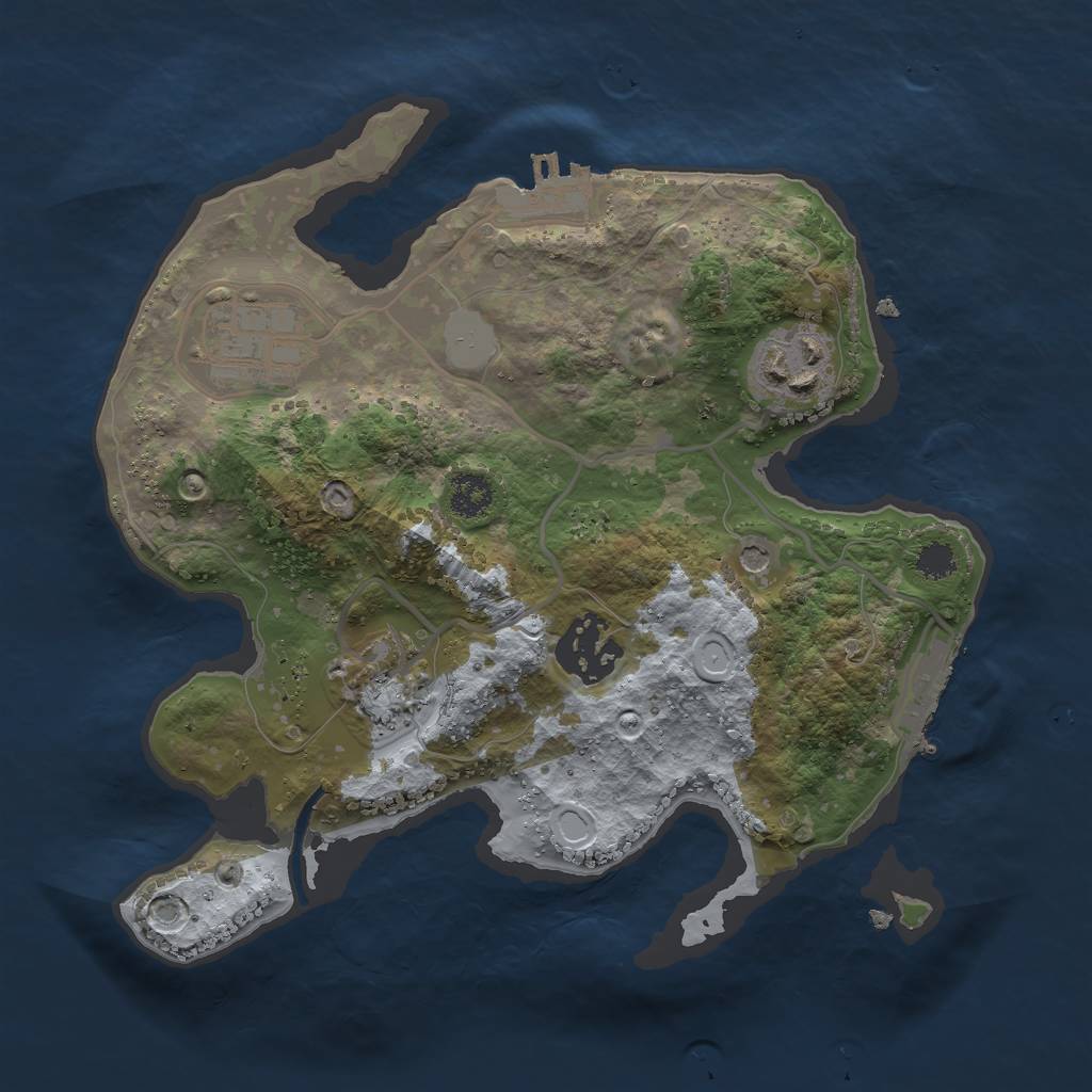 Rust Map: Procedural Map, Size: 2500, Seed: 173988445, 12 Monuments