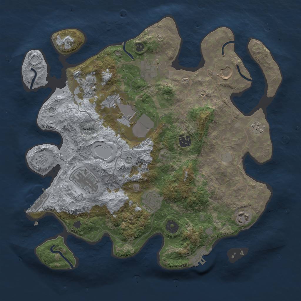 Rust Map: Procedural Map, Size: 3500, Seed: 715081505, 18 Monuments