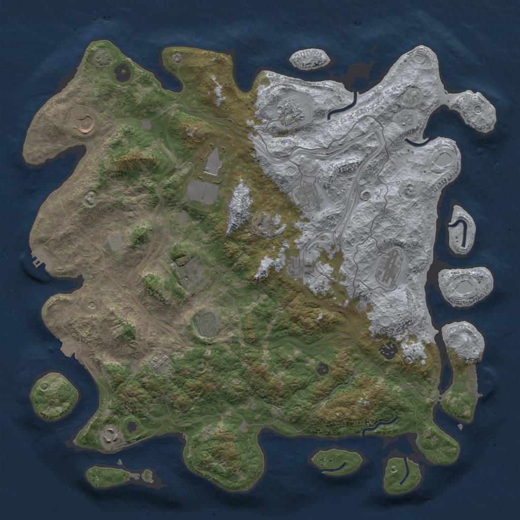 Rust Map: Procedural Map, Size: 4498, Seed: 300716328, 19 Monuments