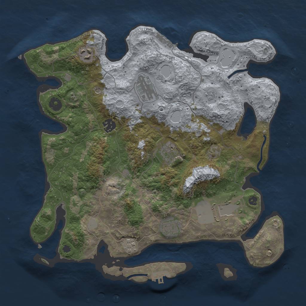 Rust Map: Procedural Map, Size: 3500, Seed: 9570001, 16 Monuments