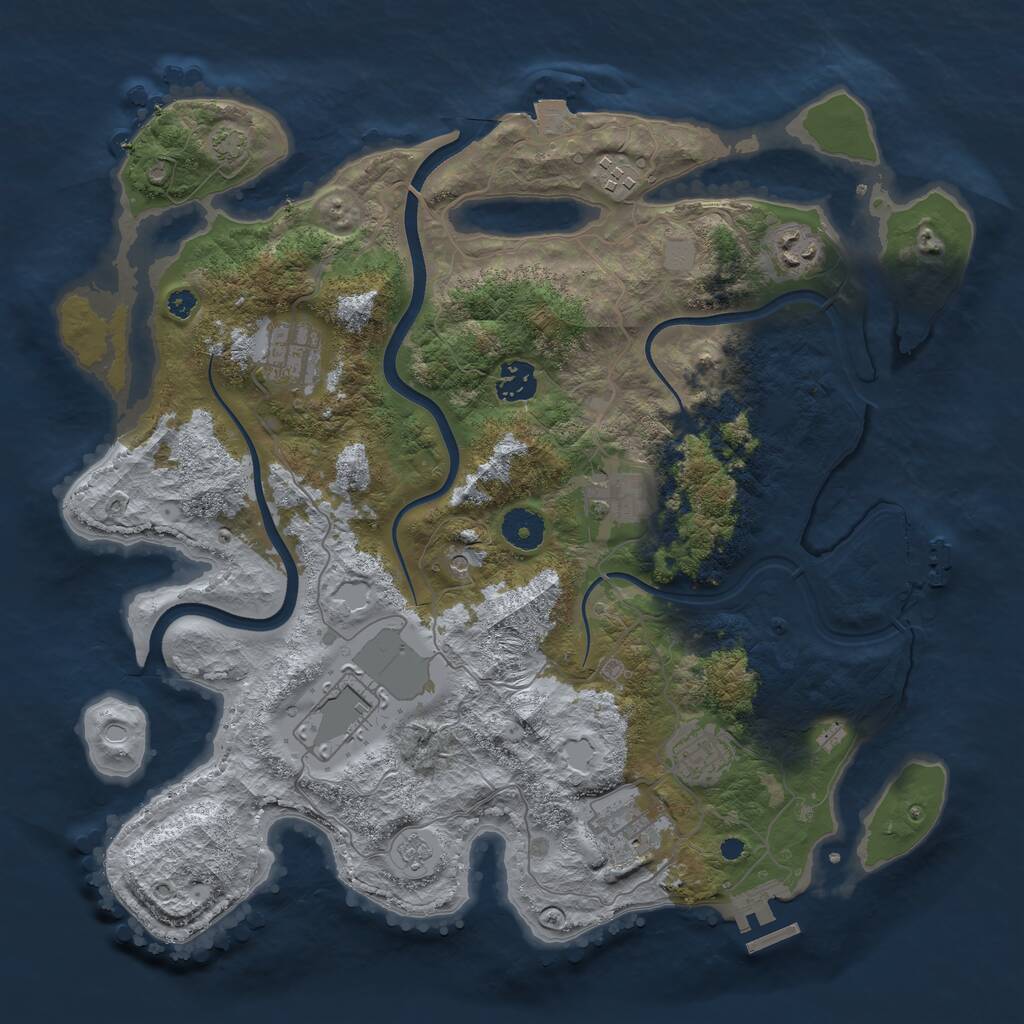 Rust Map: Procedural Map, Size: 3700, Seed: 388529057, 14 Monuments