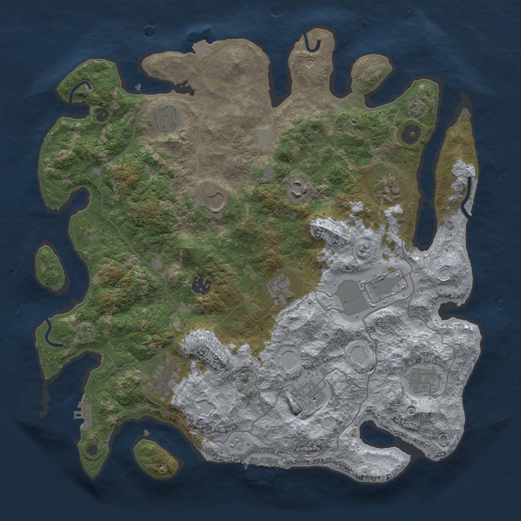 Rust Map: Procedural Map, Size: 4000, Seed: 1414897502, 18 Monuments