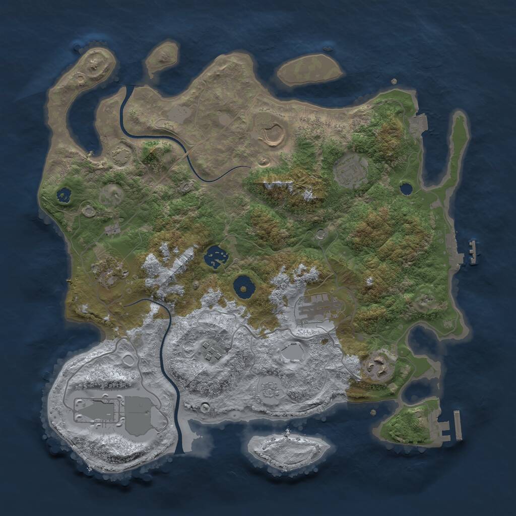Rust Map: Procedural Map, Size: 3500, Seed: 1283872140, 14 Monuments