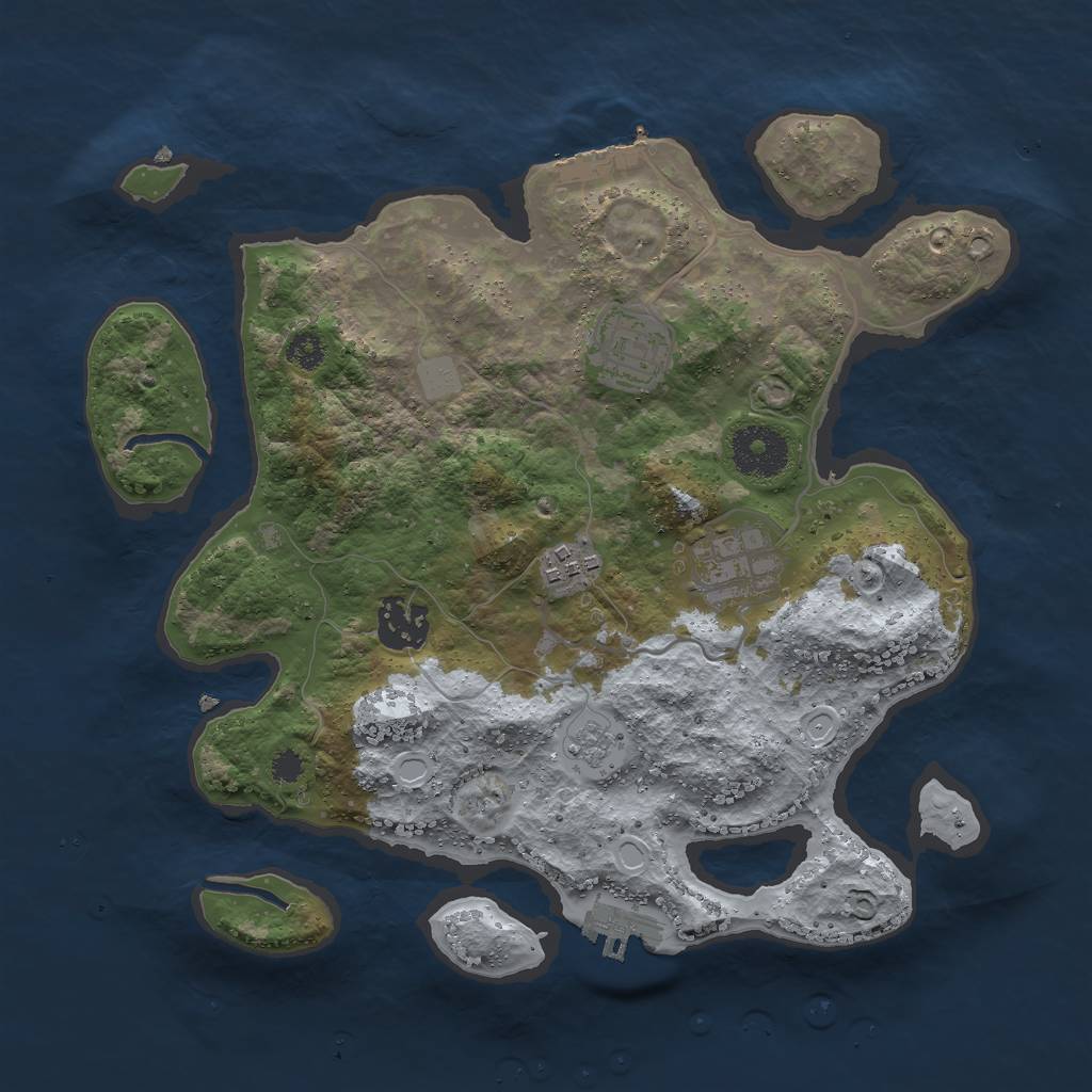Rust Map: Procedural Map, Size: 3000, Seed: 70556969, 12 Monuments