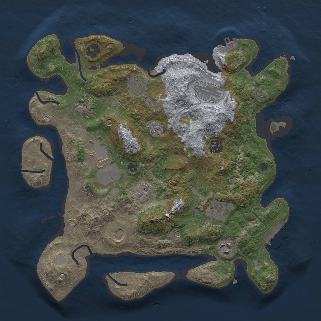 Rust Map: Procedural Map, Size: 3500, Seed: 806424252, 17 Monuments