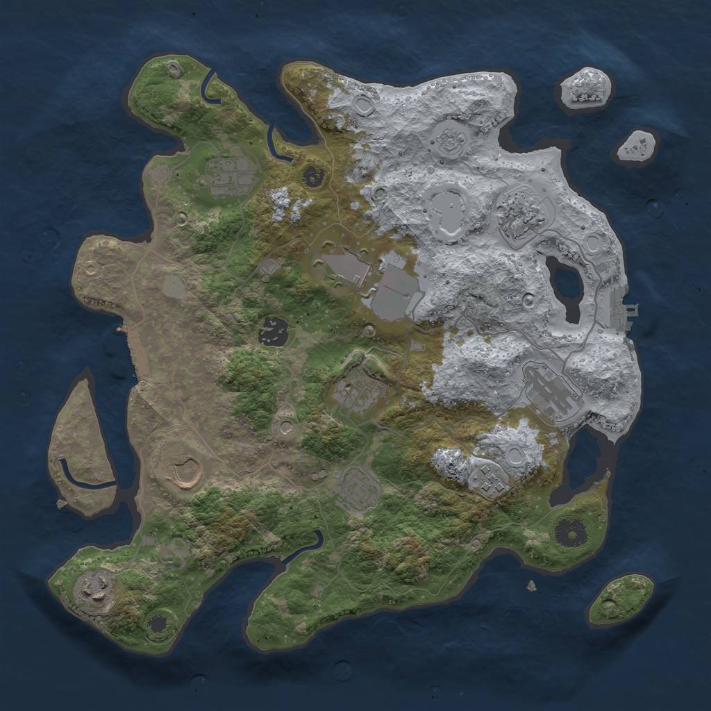 Rust Map: Procedural Map, Size: 3500, Seed: 894896933, 19 Monuments