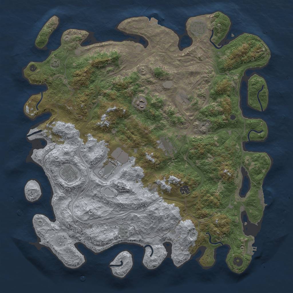 Rust Map: Procedural Map, Size: 4500, Seed: 110106, 16 Monuments