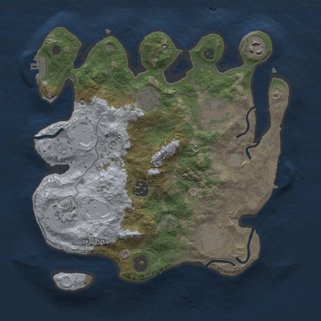Rust Map: Procedural Map, Size: 3000, Seed: 1623289, 15 Monuments