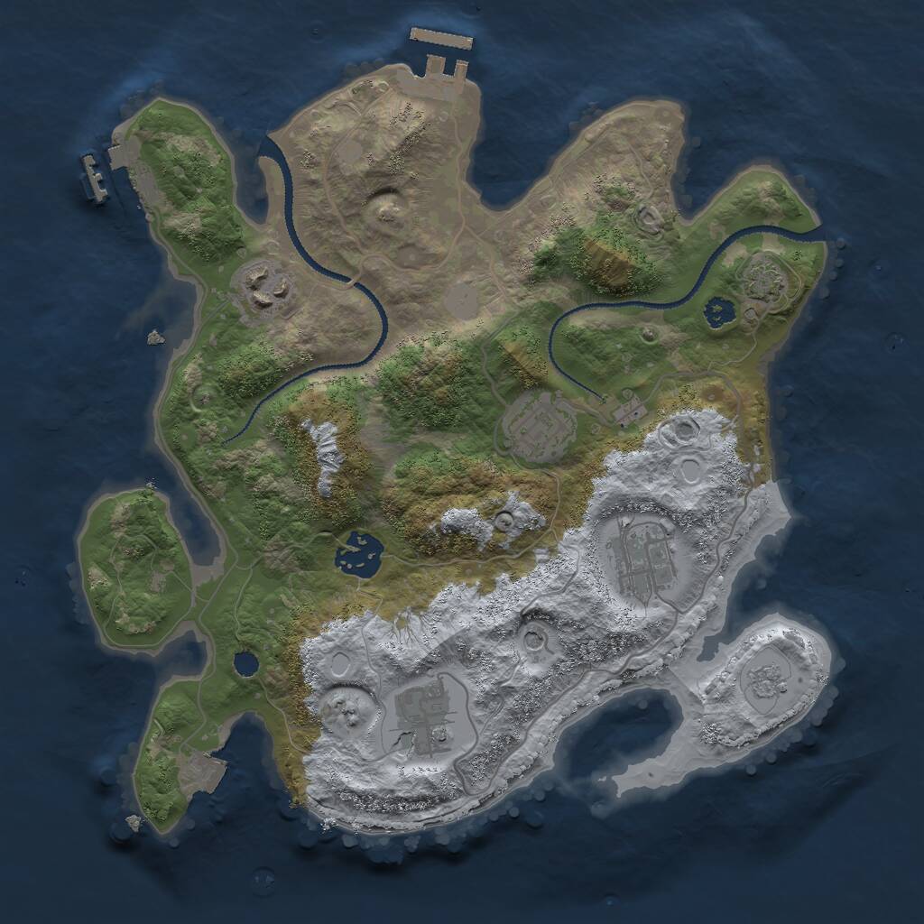 Rust Map: Procedural Map, Size: 3000, Seed: 16969, 11 Monuments