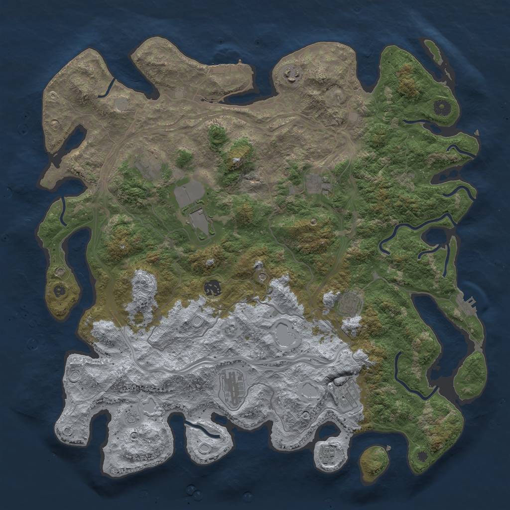 Rust Map: Procedural Map, Size: 4500, Seed: 1999215811, 18 Monuments