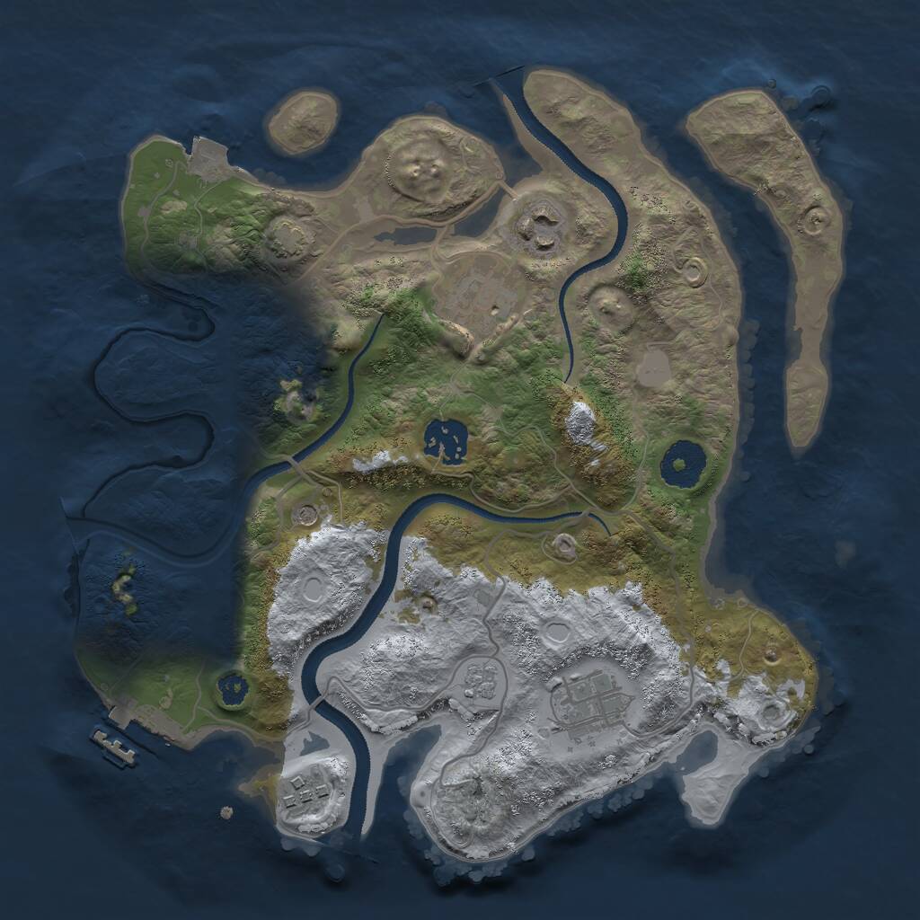Rust Map: Procedural Map, Size: 3000, Seed: 1034977820, 10 Monuments