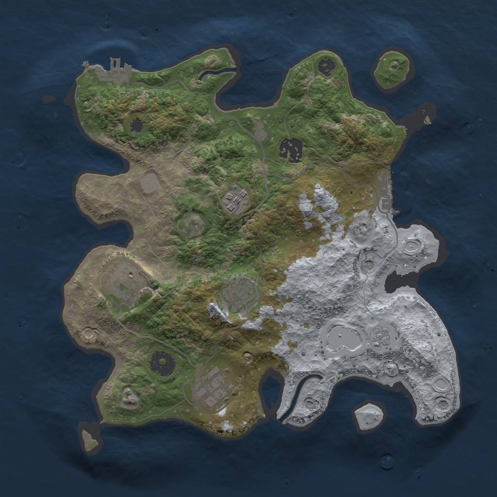 Rust Map: Procedural Map, Size: 3000, Seed: 1045396, 14 Monuments