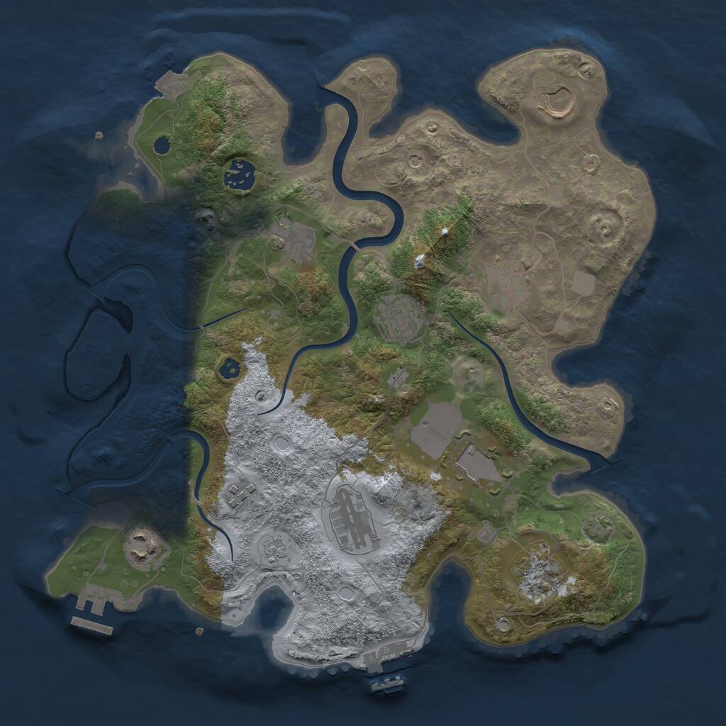 Rust Map: Procedural Map, Size: 3500, Seed: 1915403, 16 Monuments