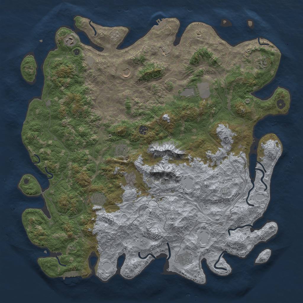 Rust Map: Procedural Map, Size: 5000, Seed: 42378412, 19 Monuments