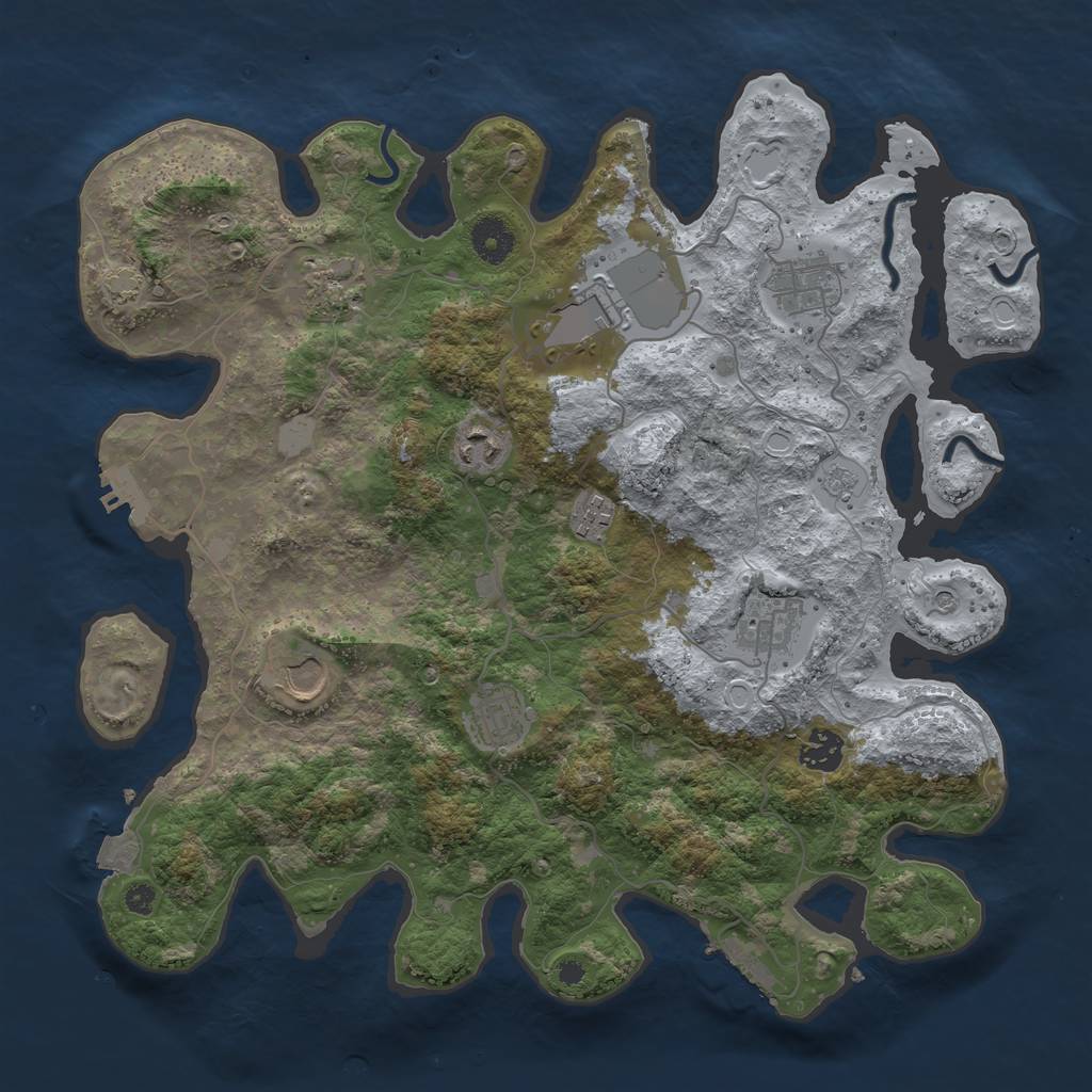 Rust Map: Procedural Map, Size: 3750, Seed: 456918615, 17 Monuments
