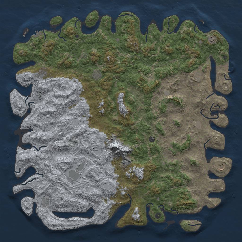 Rust Map: Procedural Map, Size: 6000, Seed: 435917, 20 Monuments