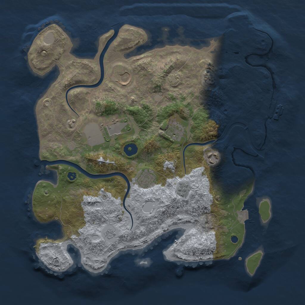 Rust Map: Procedural Map, Size: 3500, Seed: 1209782073, 11 Monuments