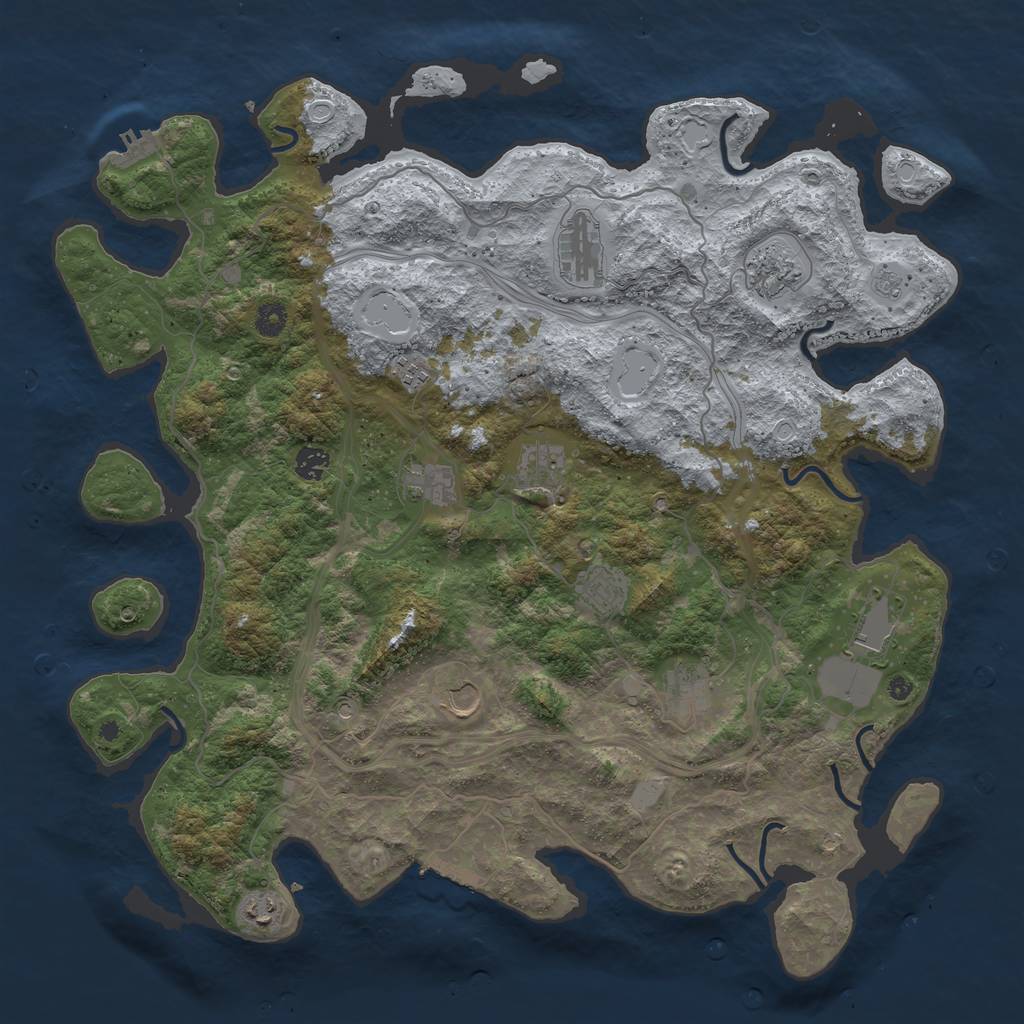Rust Map: Procedural Map, Size: 4500, Seed: 734572267, 20 Monuments