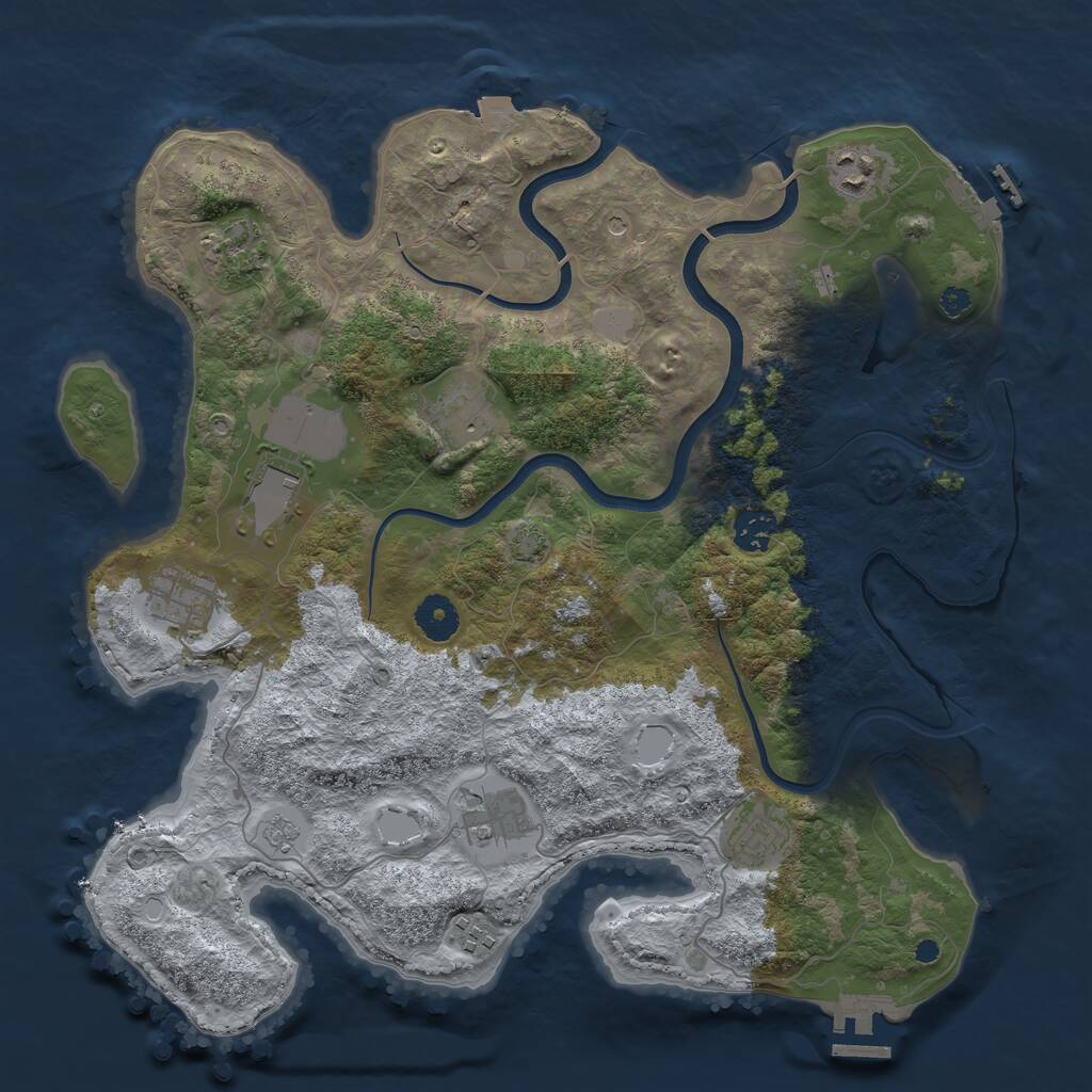 Rust Map: Procedural Map, Size: 3751, Seed: 2147483647, 15 Monuments
