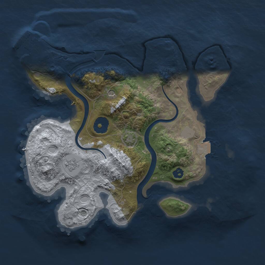 Rust Map: Procedural Map, Size: 2500, Seed: 615068426, 5 Monuments