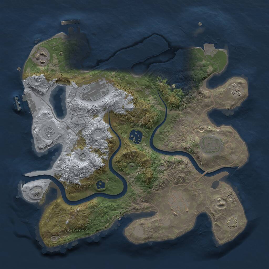 Rust Map: Procedural Map, Size: 3000, Seed: 100123, 12 Monuments