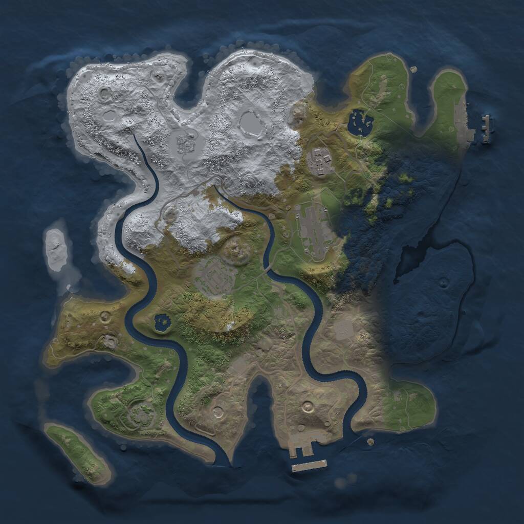 Rust Map: Procedural Map, Size: 3000, Seed: 663565950, 10 Monuments