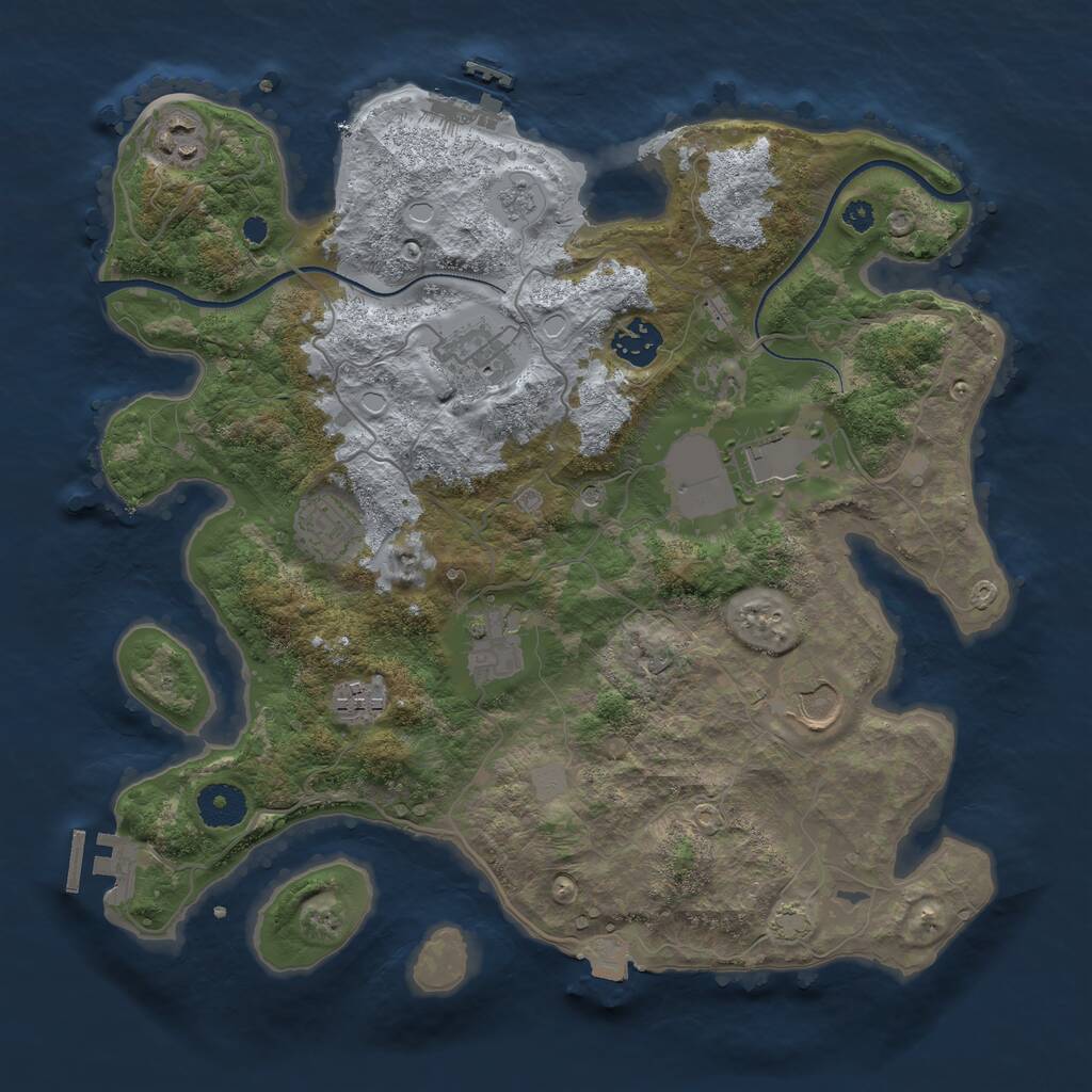 Rust Map: Procedural Map, Size: 3500, Seed: 1481137315, 14 Monuments
