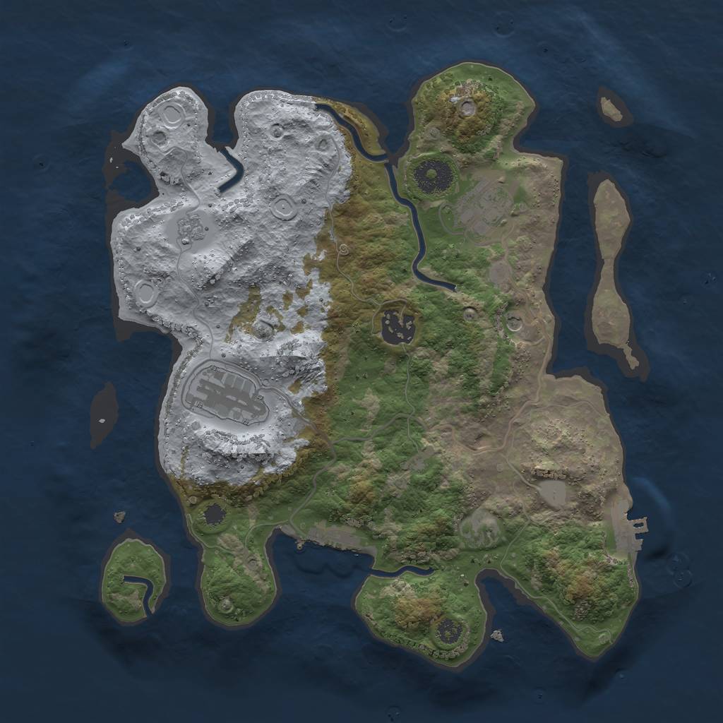 Rust Map: Procedural Map, Size: 3000, Seed: 27818687, 10 Monuments