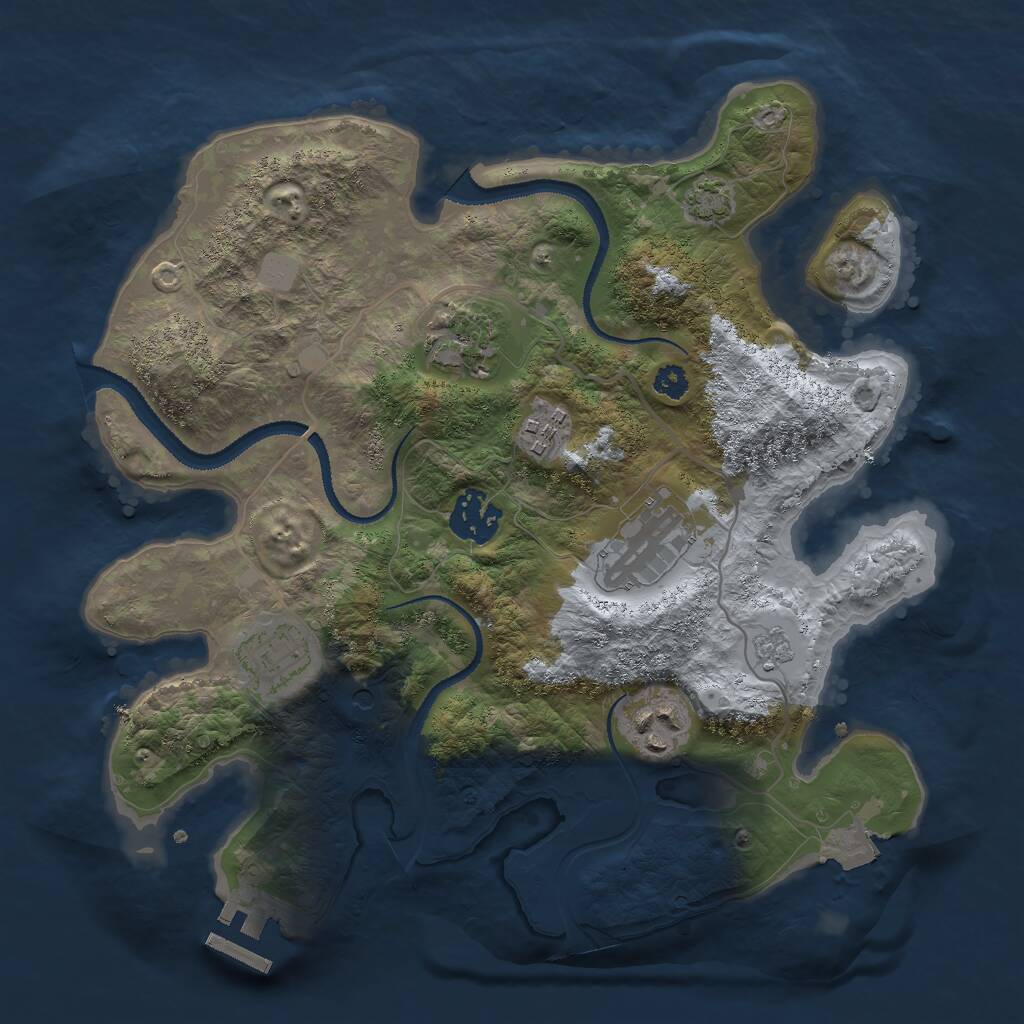 Rust Map: Procedural Map, Size: 3000, Seed: 810, 11 Monuments