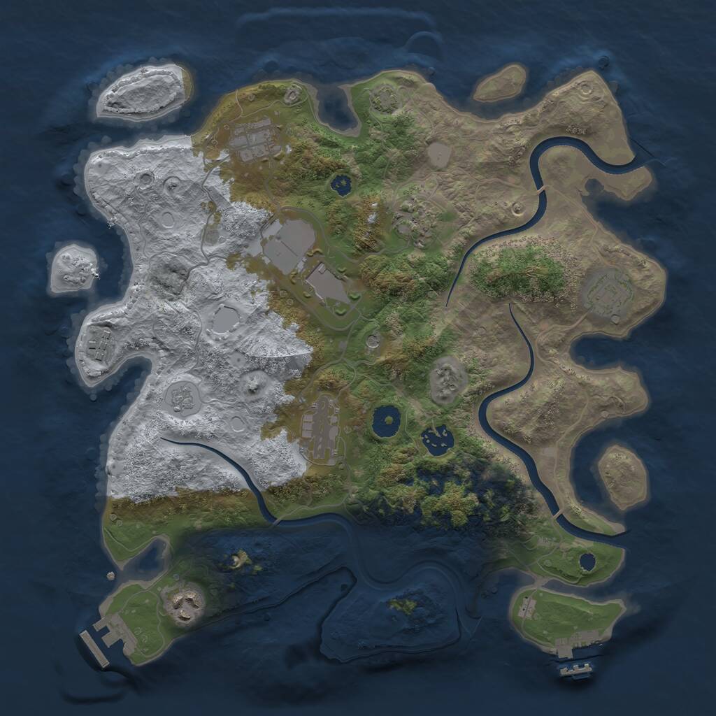 Rust Map: Procedural Map, Size: 3500, Seed: 7971336, 14 Monuments
