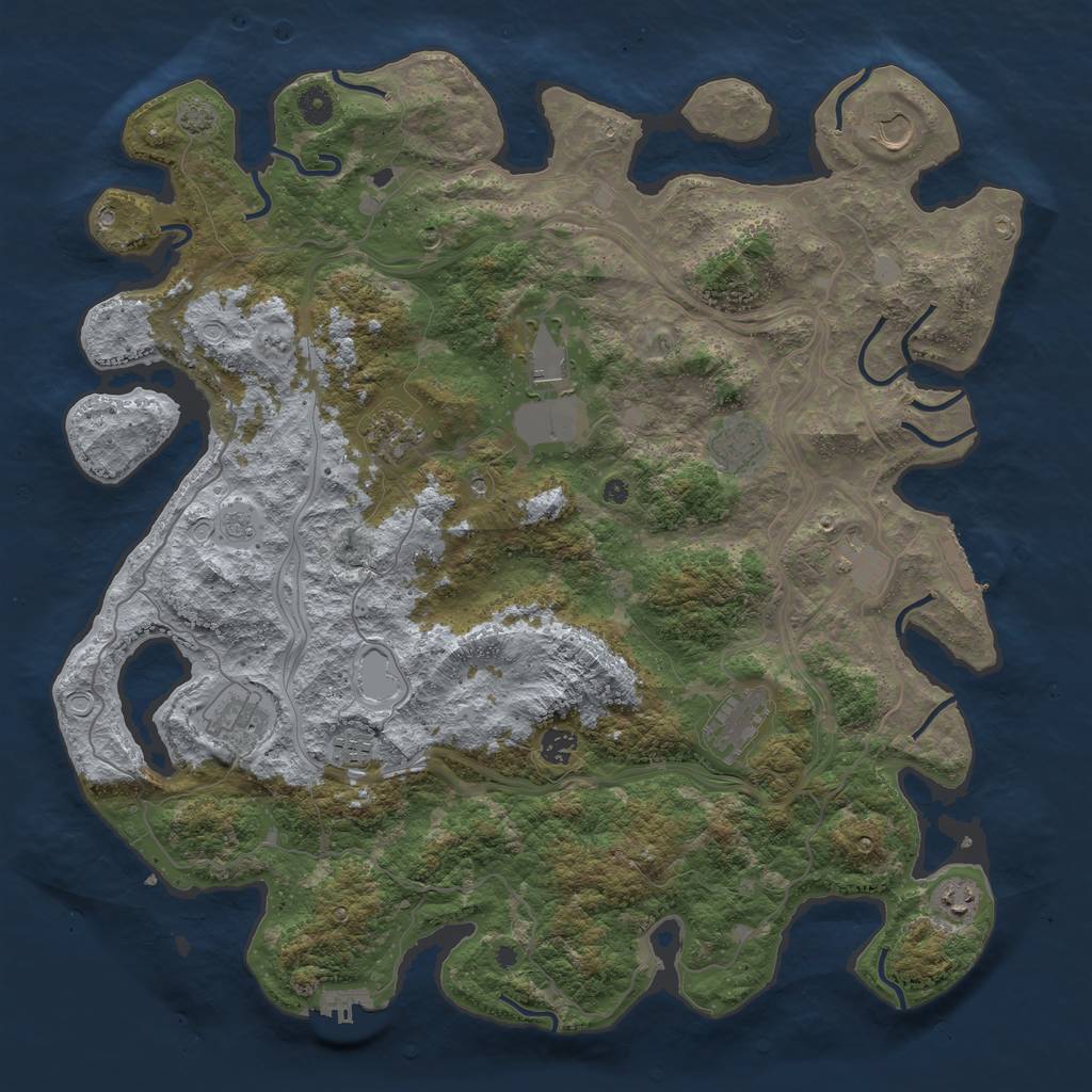 Rust Map: Procedural Map, Size: 4500, Seed: 288102350, 18 Monuments