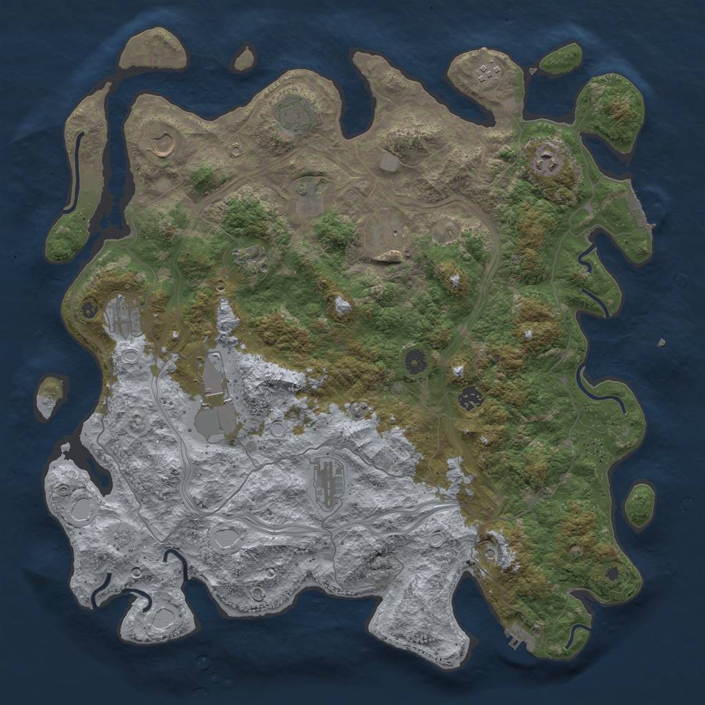 Rust Map: Procedural Map, Size: 4500, Seed: 1377059529, 20 Monuments