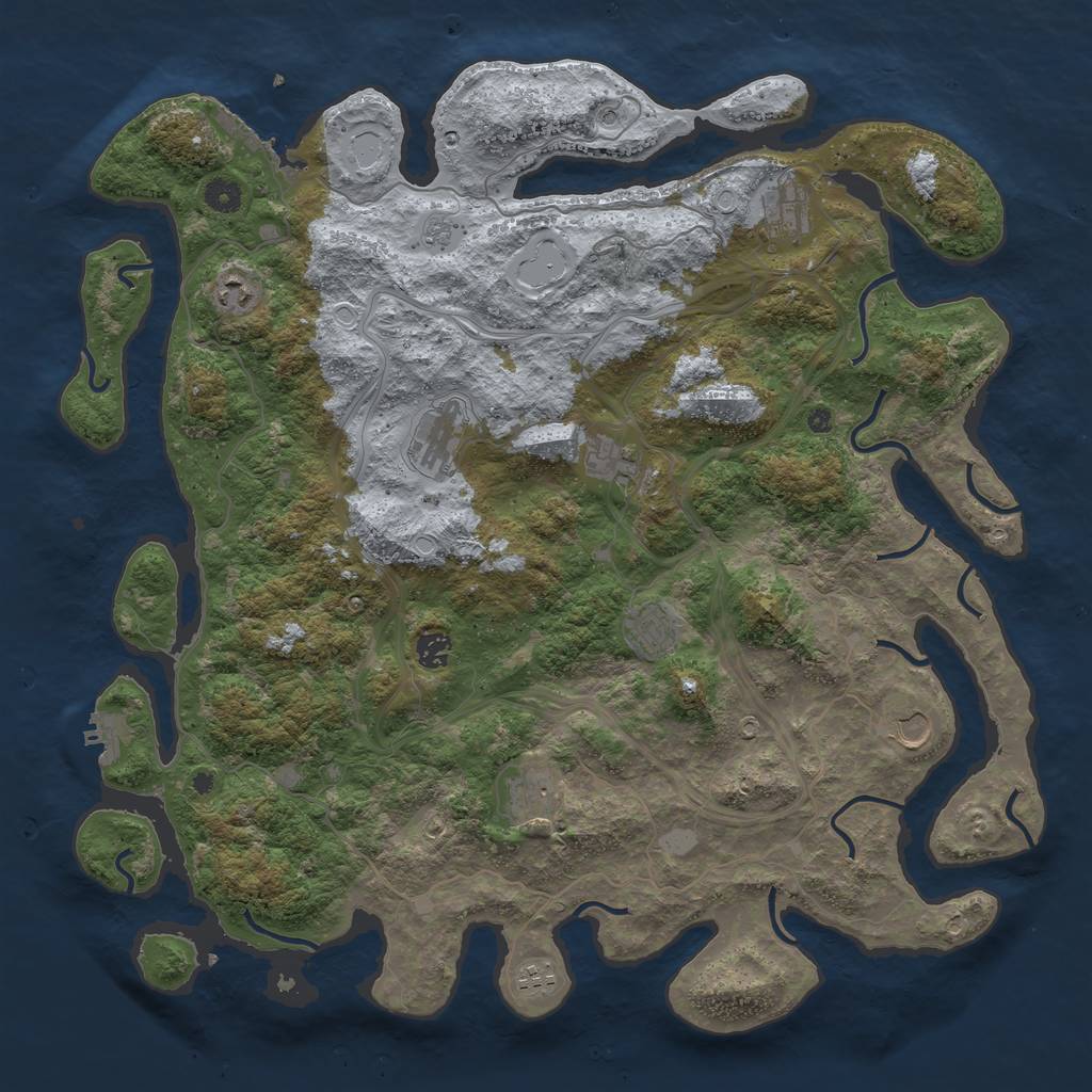Rust Map: Procedural Map, Size: 4500, Seed: 1209337283, 18 Monuments