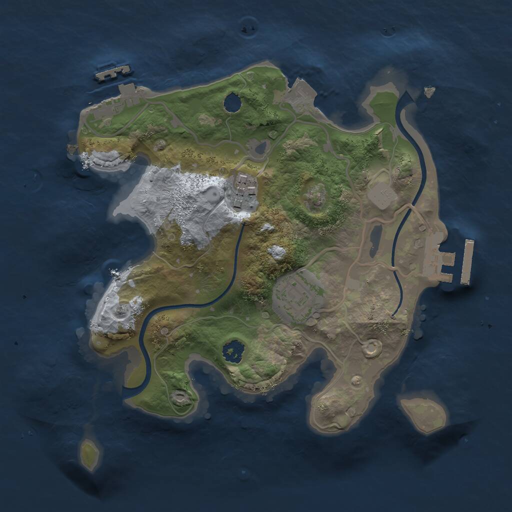Rust Map: Procedural Map, Size: 2300, Seed: 16386484, 5 Monuments