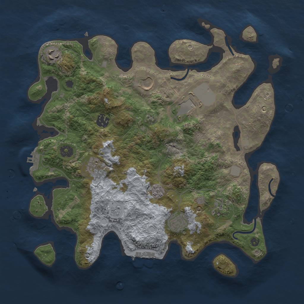 Rust Map: Procedural Map, Size: 3500, Seed: 794064670, 16 Monuments