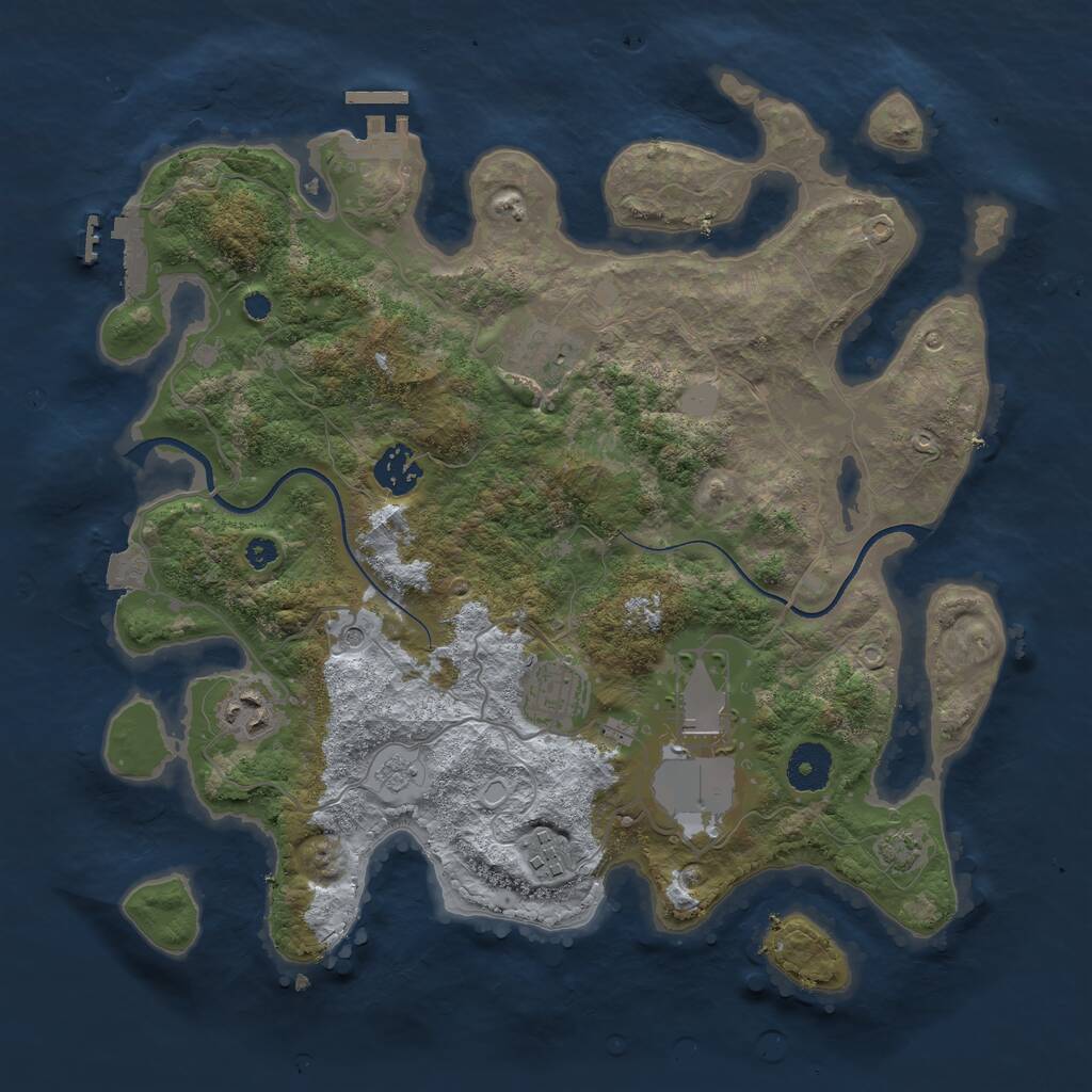 Rust Map: Procedural Map, Size: 3500, Seed: 794064670, 12 Monuments