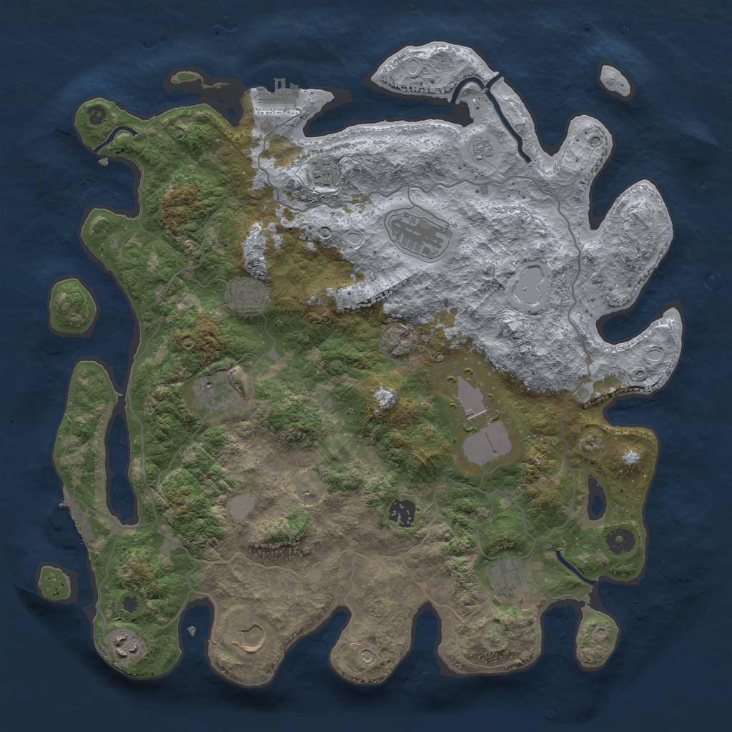 Rust Map: Procedural Map, Size: 4000, Seed: 535772887, 18 Monuments