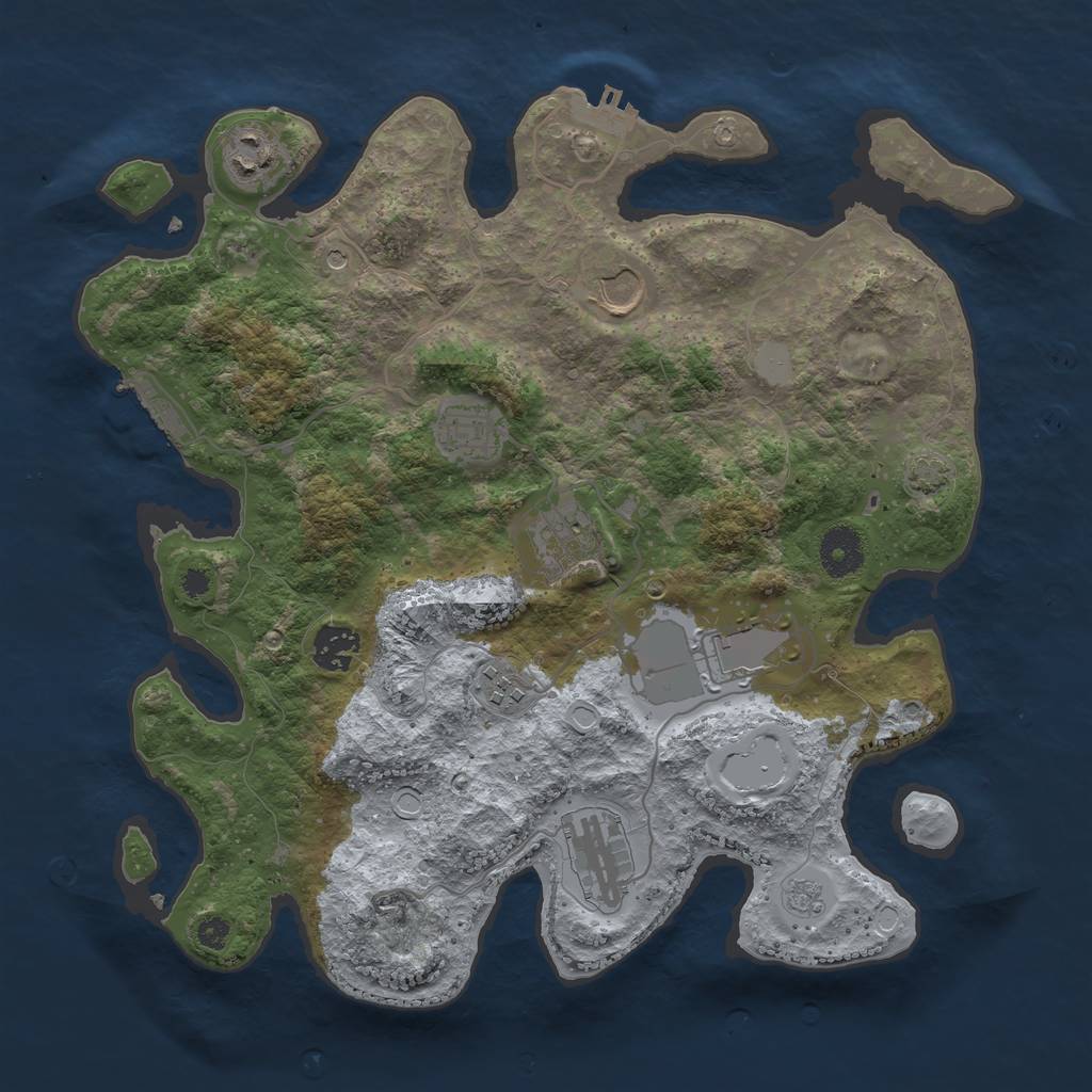 Rust Map: Procedural Map, Size: 3500, Seed: 376000984, 16 Monuments