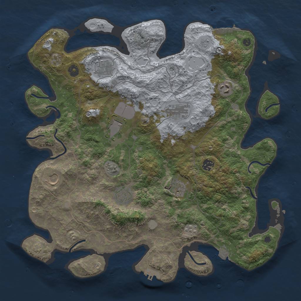 Rust Map: Procedural Map, Size: 4000, Seed: 1182823589, 17 Monuments